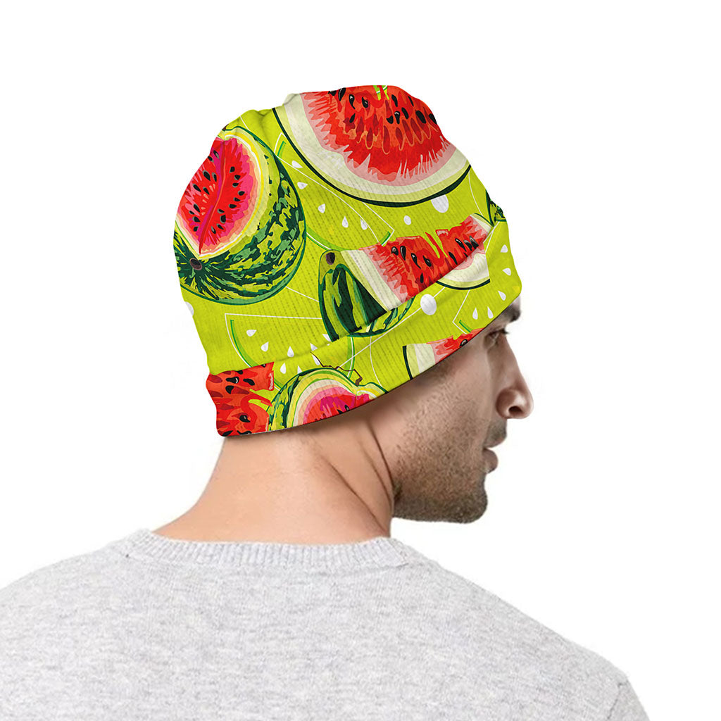 Lime Green Watermelon Pattern Print Beanie