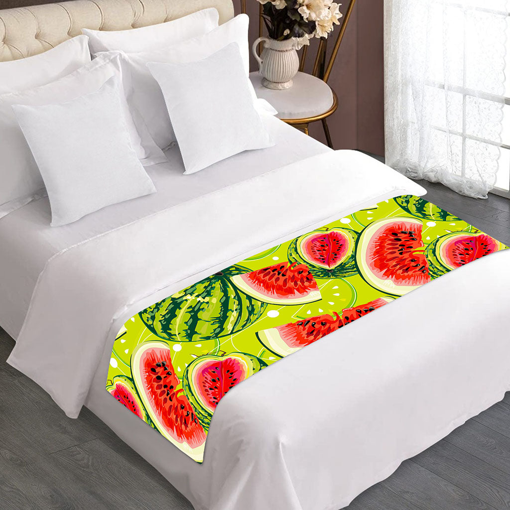 Lime Green Watermelon Pattern Print Bed Runner
