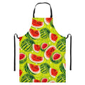 Lime Green Watermelon Pattern Print Bib Apron With Pocket