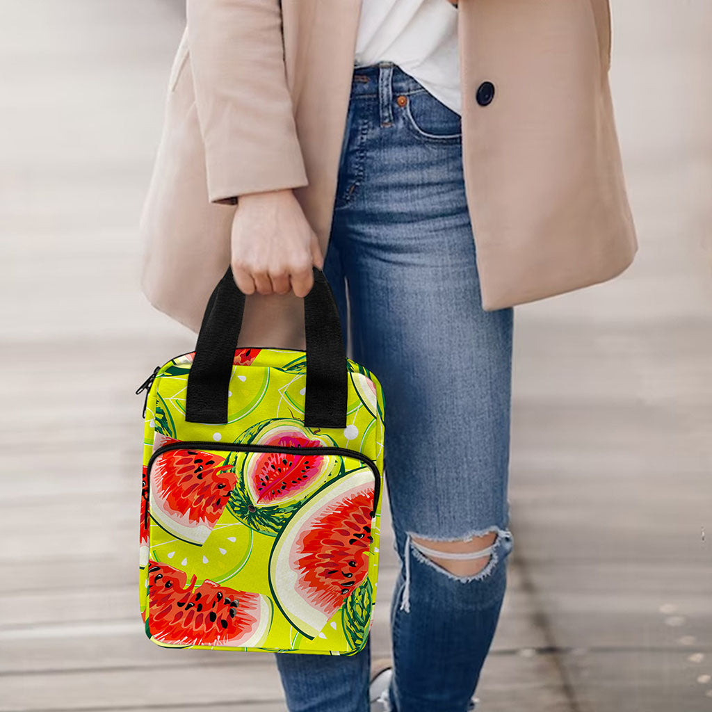 Lime Green Watermelon Pattern Print Bible Tote Bag