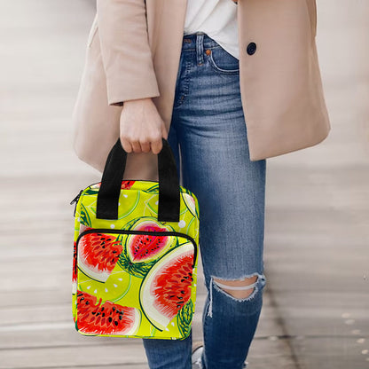 Lime Green Watermelon Pattern Print Bible Tote Bag