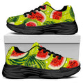 Lime Green Watermelon Pattern Print Black Chunky Shoes