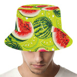 Lime Green Watermelon Pattern Print Bucket Hat
