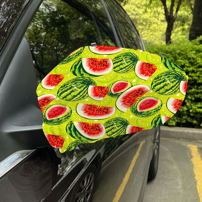 Lime Green Watermelon Pattern Print Car Side Mirror Covers