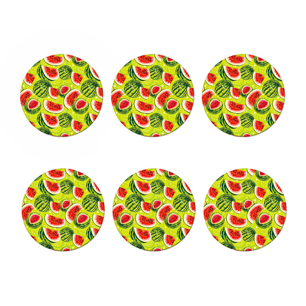 Lime Green Watermelon Pattern Print Coaster Set