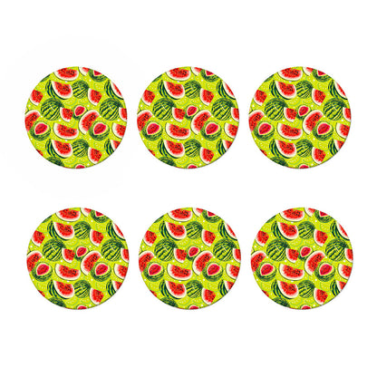 Lime Green Watermelon Pattern Print Coaster Set