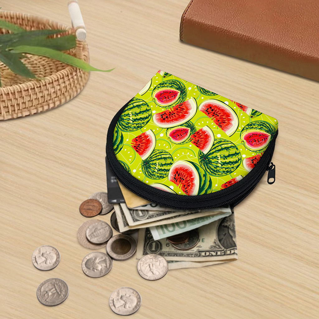 Lime Green Watermelon Pattern Print Coin Purse