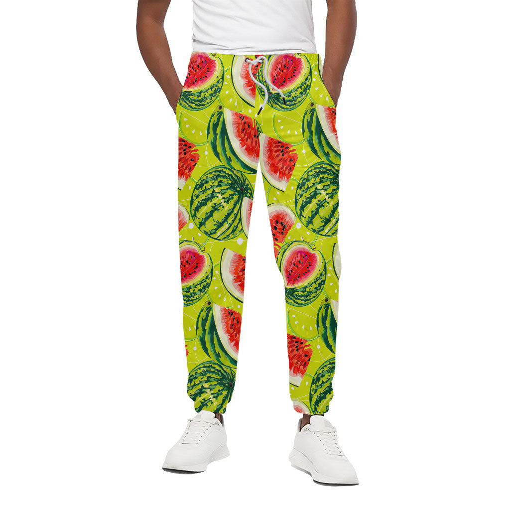 Lime Green Watermelon Pattern Print Cotton Pants