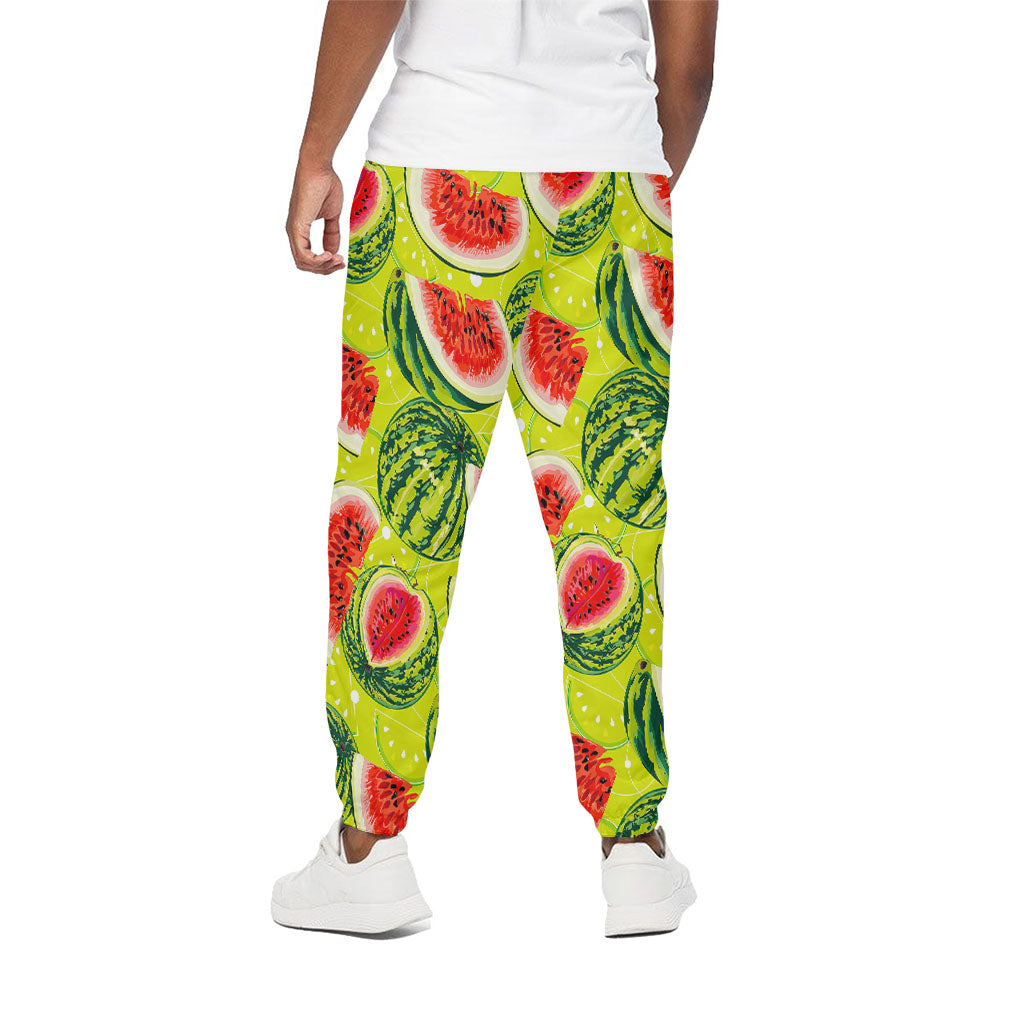 Lime Green Watermelon Pattern Print Cotton Pants
