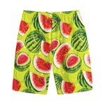 Lime Green Watermelon Pattern Print Cotton Shorts