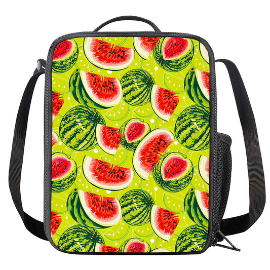 Lime Green Watermelon Pattern Print Crossbody Lunch Bag