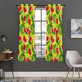 Lime Green Watermelon Pattern Print Grommet Curtain Panels