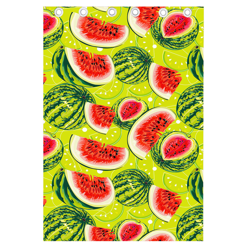 Lime Green Watermelon Pattern Print Curtain