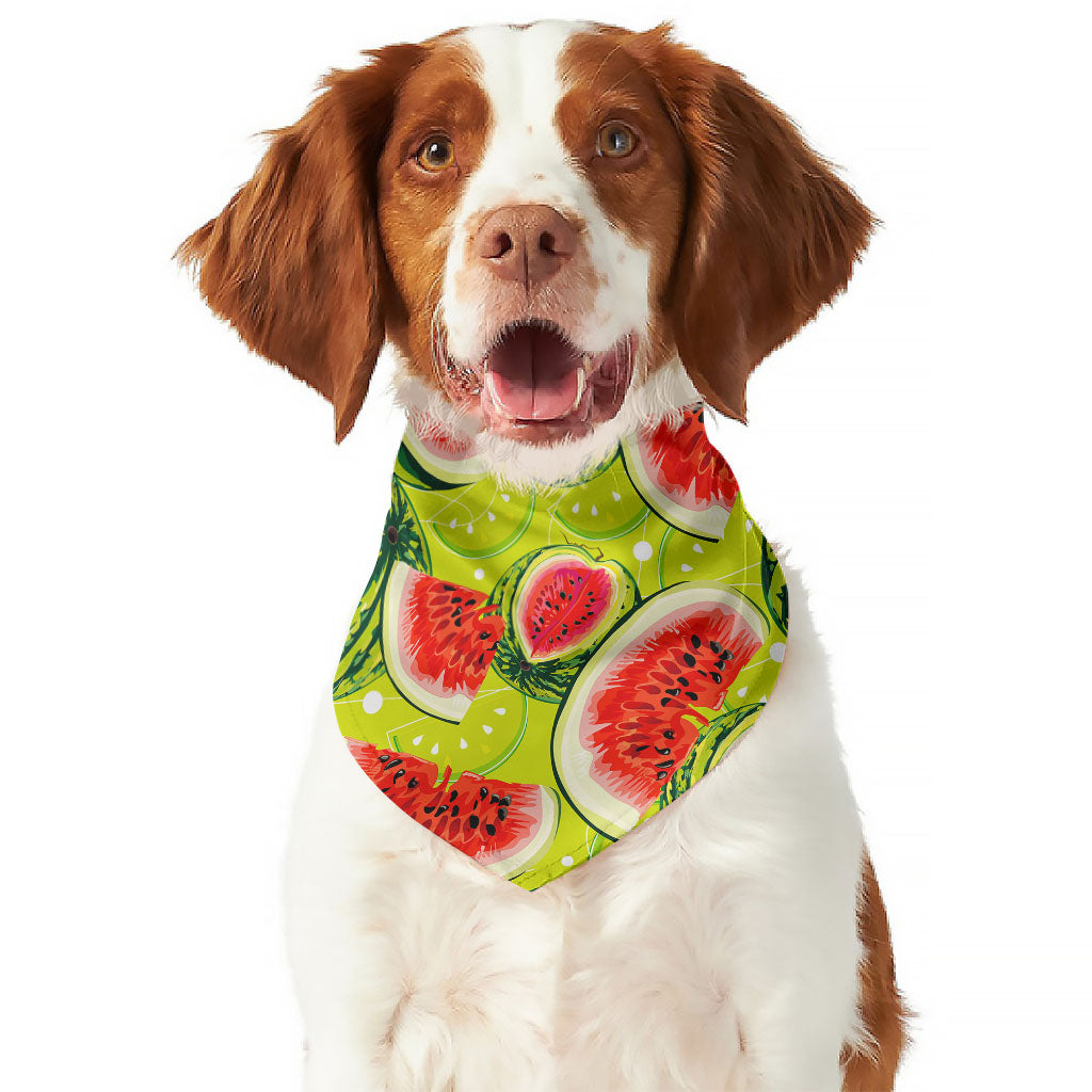 Lime Green Watermelon Pattern Print Dog Bandana