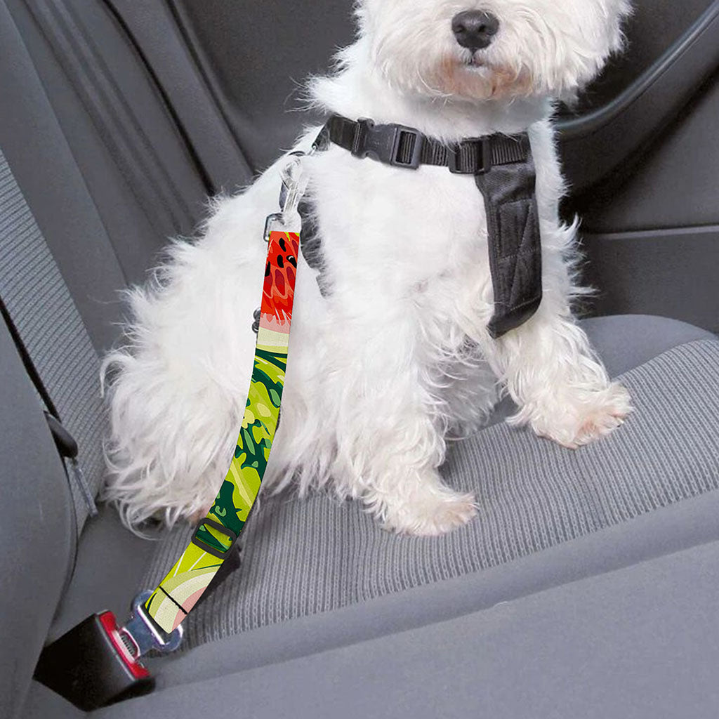 Lime Green Watermelon Pattern Print Dog Seat Belt