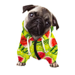 Lime Green Watermelon Pattern Print Dog Zip Up Hoodie