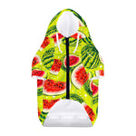 Lime Green Watermelon Pattern Print Dog Zip Up Hoodie