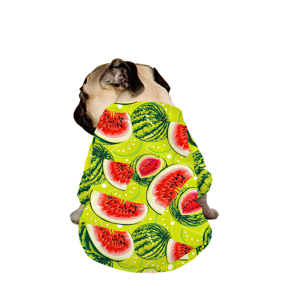 Lime Green Watermelon Pattern Print Dog Zip Up Jacket