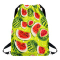 Lime Green Watermelon Pattern Print Drawstring Backpack