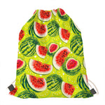 Lime Green Watermelon Pattern Print Drawstring Bag