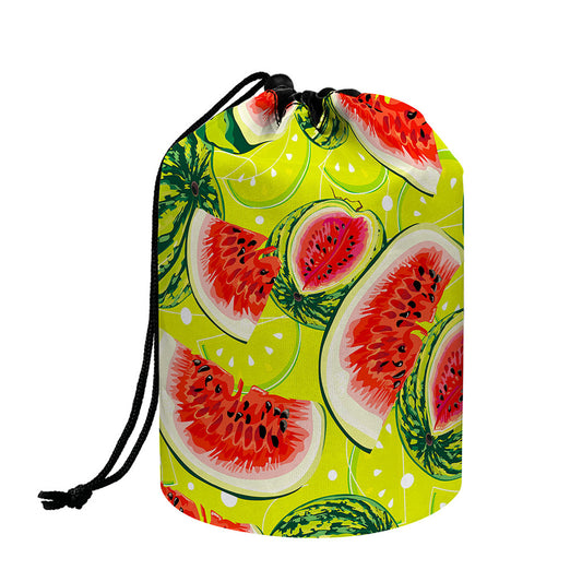 Lime Green Watermelon Pattern Print Drawstring Makeup Bag