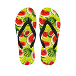 Lime Green Watermelon Pattern Print Flip Flops