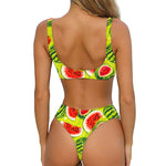 Lime Green Watermelon Pattern Print Front Bow Tie Bikini