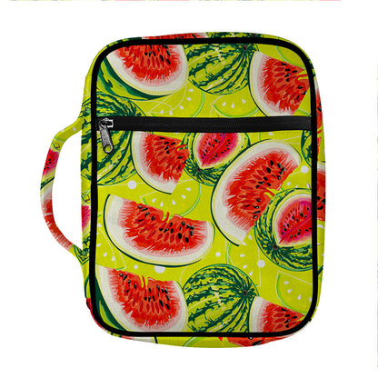 Lime Green Watermelon Pattern Print Front Pocket Bible Bag