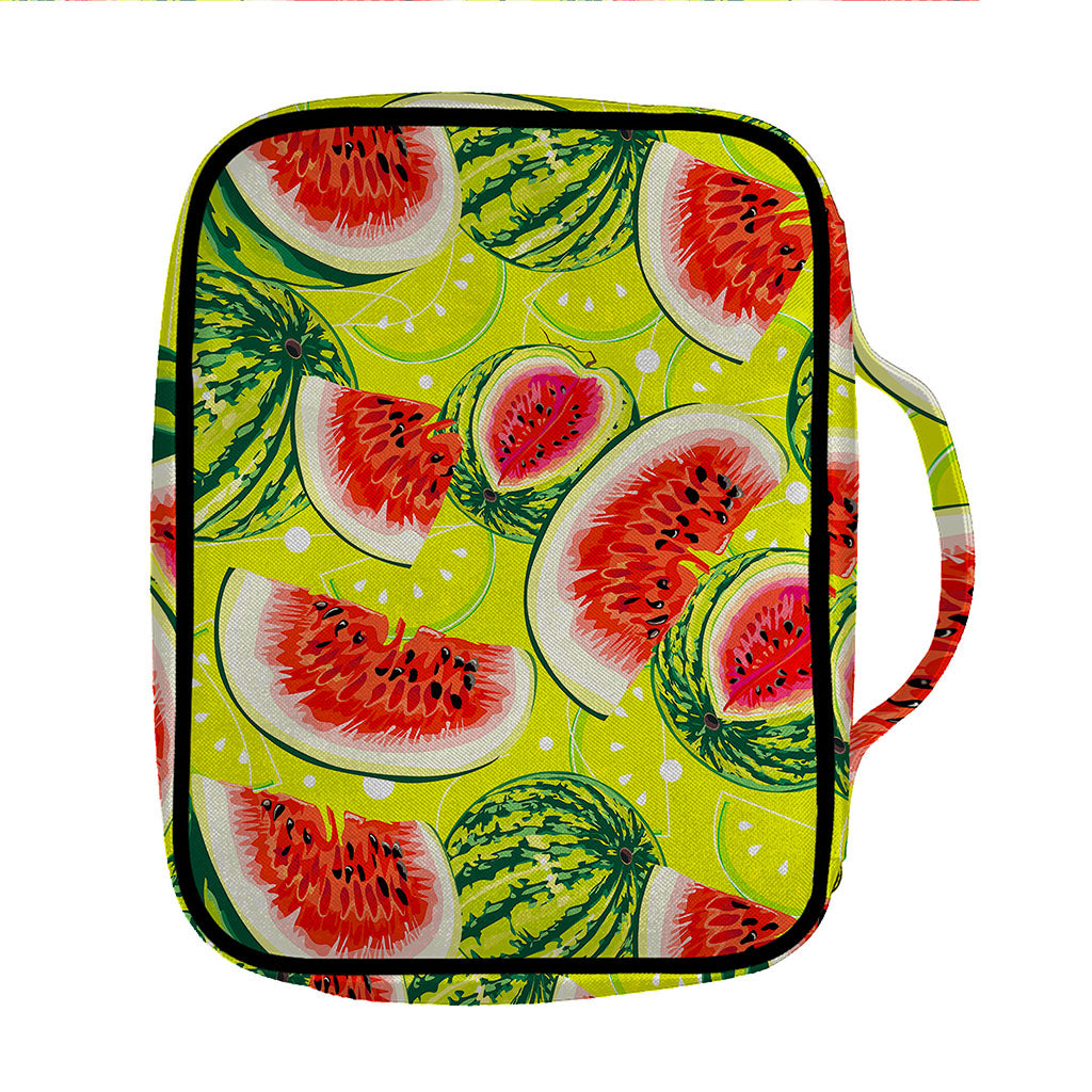 Lime Green Watermelon Pattern Print Front Pocket Bible Bag