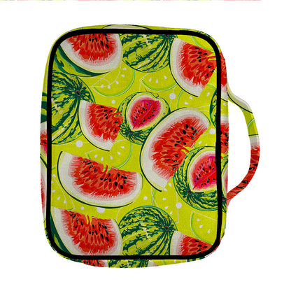 Lime Green Watermelon Pattern Print Front Pocket Bible Bag