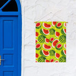Lime Green Watermelon Pattern Print Garden Flag