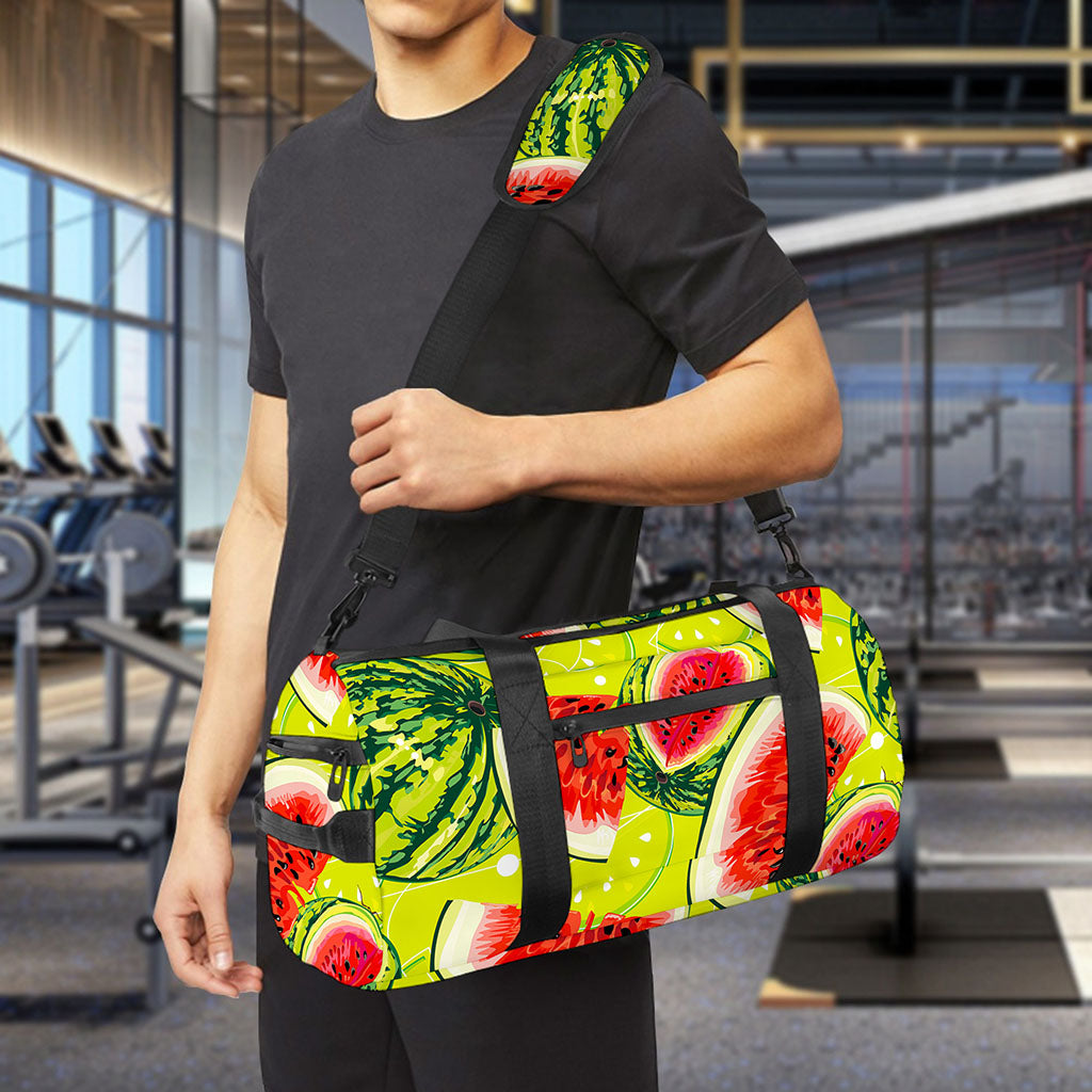 Lime Green Watermelon Pattern Print Gym Bag