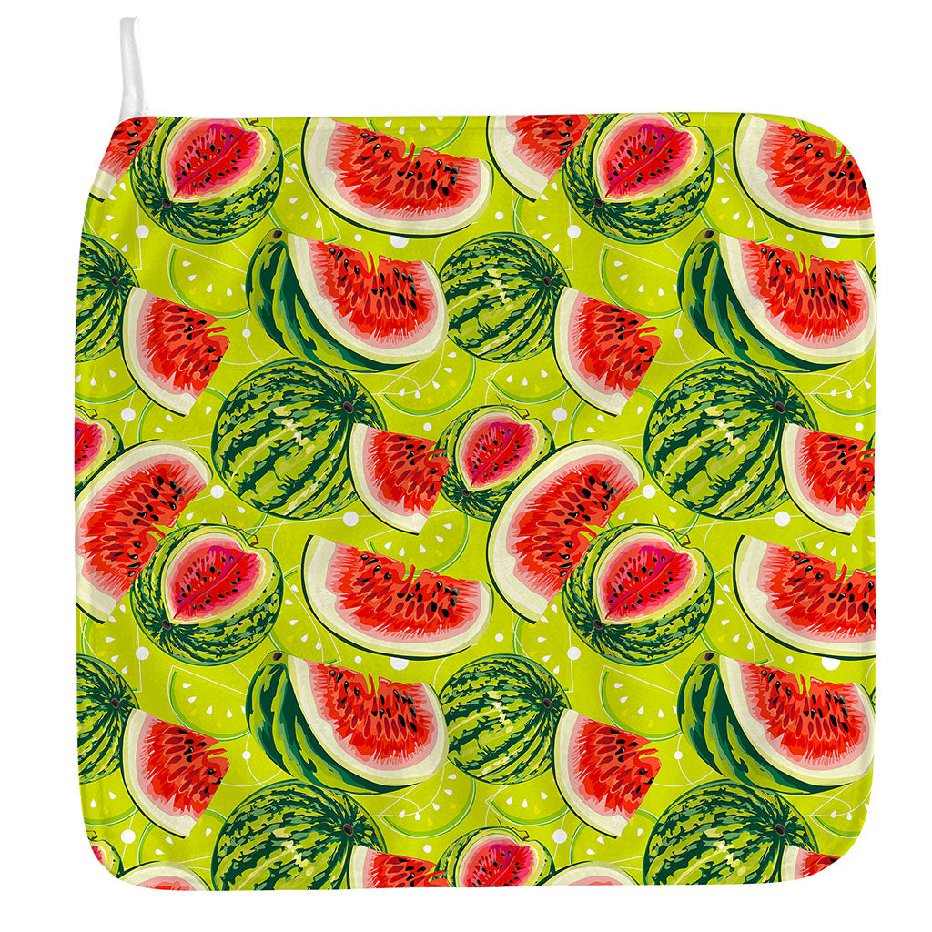 Lime Green Watermelon Pattern Print Hand Towel