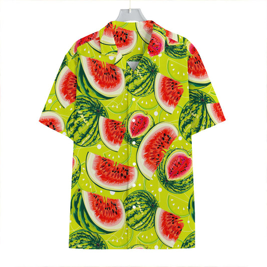 Lime Green Watermelon Pattern Print Hawaiian Shirt