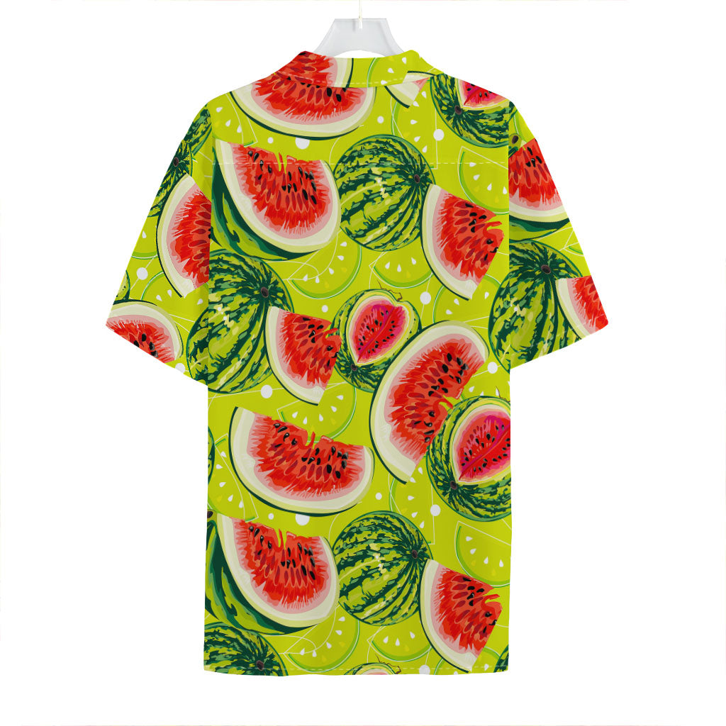 Lime Green Watermelon Pattern Print Hawaiian Shirt
