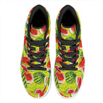 Lime Green Watermelon Pattern Print High Top Leather Sneakers