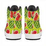 Lime Green Watermelon Pattern Print High Top Leather Sneakers