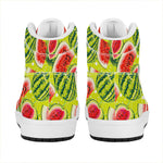 Lime Green Watermelon Pattern Print High Top Leather Sneakers