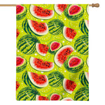 Lime Green Watermelon Pattern Print House Flag