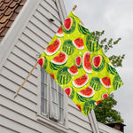 Lime Green Watermelon Pattern Print House Flag