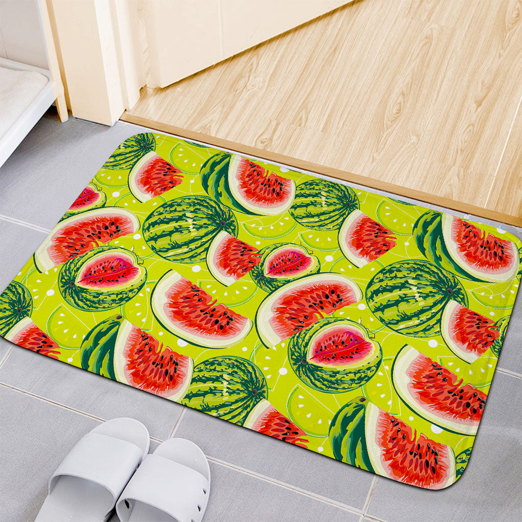 Lime Green Watermelon Pattern Print Indoor Door Mat