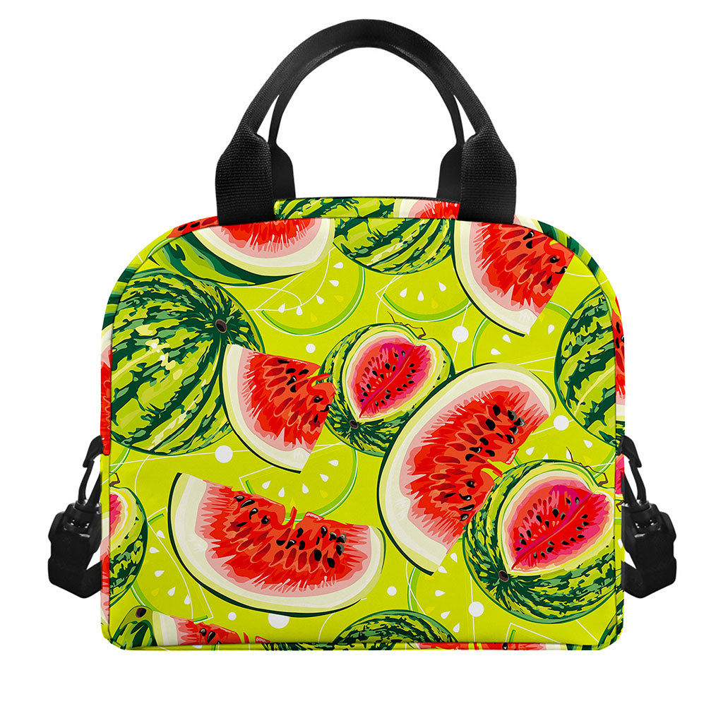 Lime Green Watermelon Pattern Print Insulated Lunch Bag