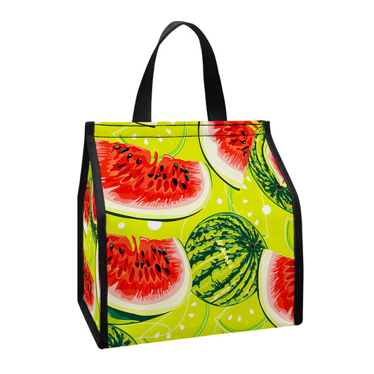 Lime Green Watermelon Pattern Print Insulated Lunch Tote
