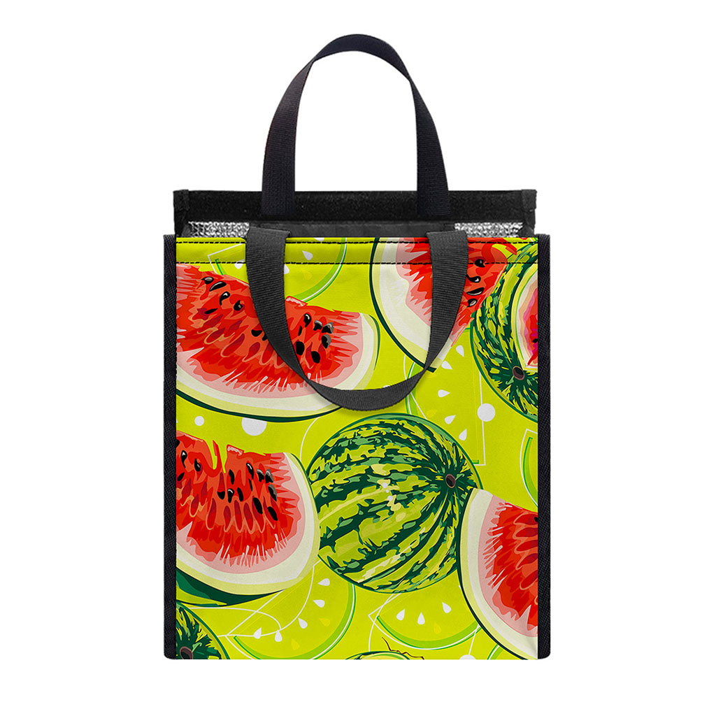 Lime Green Watermelon Pattern Print Insulated Lunch Tote