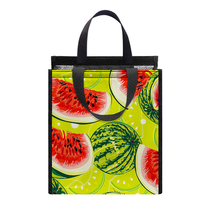 Lime Green Watermelon Pattern Print Insulated Lunch Tote