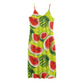 Lime Green Watermelon Pattern Print Jersey Midi Cami Dress