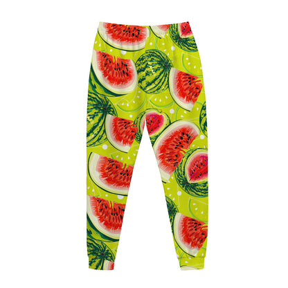 Lime Green Watermelon Pattern Print Jogger Pants