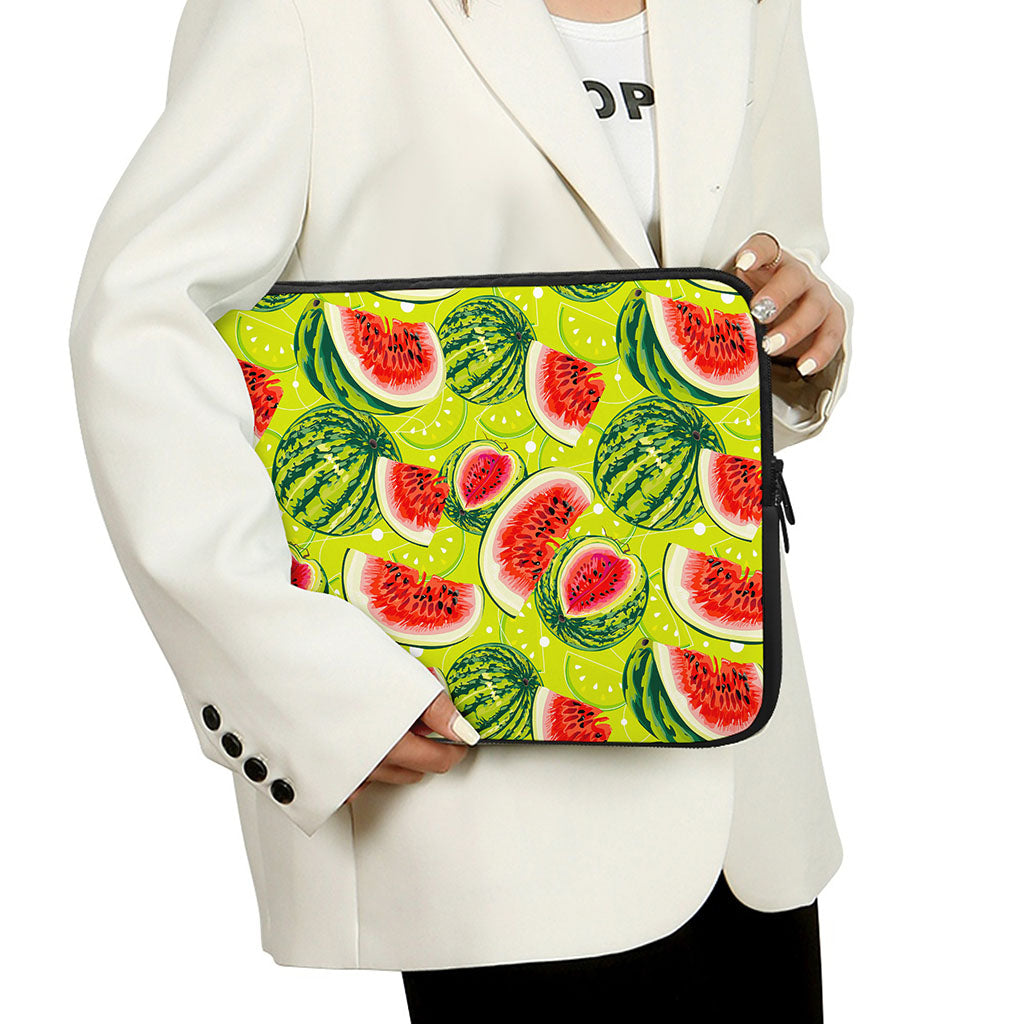 Lime Green Watermelon Pattern Print Laptop Sleeve