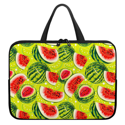 Lime Green Watermelon Pattern Print Laptop Sleeve With Handle