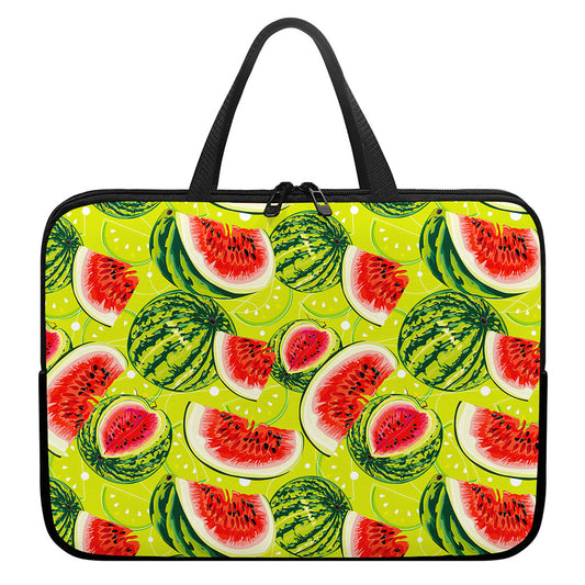 Lime Green Watermelon Pattern Print Laptop Sleeve With Handle